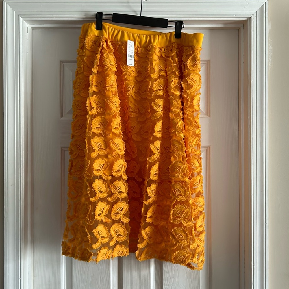 NWT NY&CO Orange Floral Appliqué Skirt- size XL